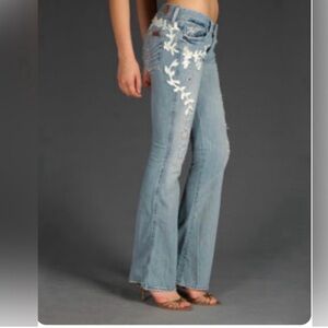 7 For All Mankind Y2K “The Great China Wall” Embroidered Flare Jeans size 28